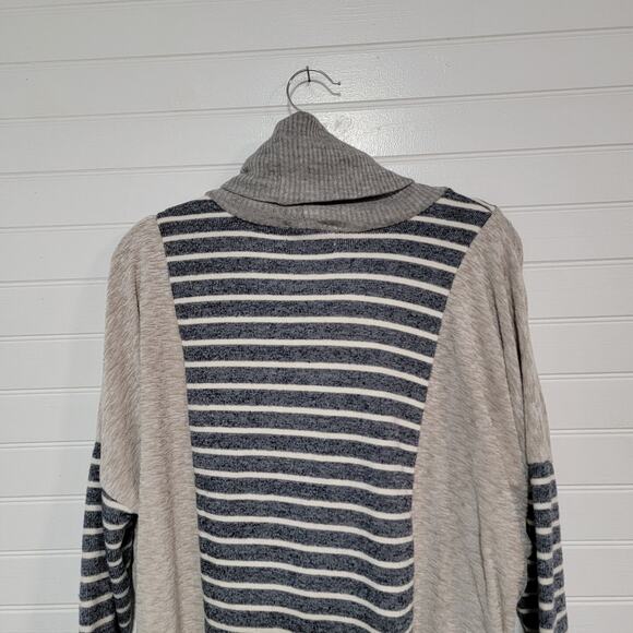 THML Anthropologie Size Medium Oversized Handkerchief Striped Pullover Cowl Neck - Picture 5 of 10